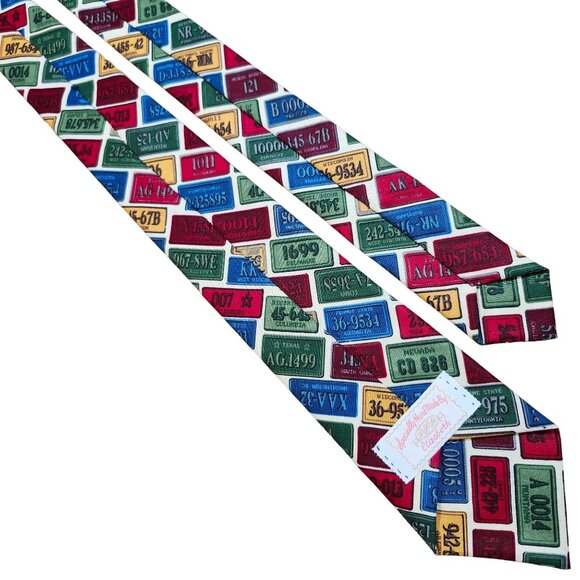 License Plate Print Necktie By Elizabeth Hand Made - Picture 6 of 10